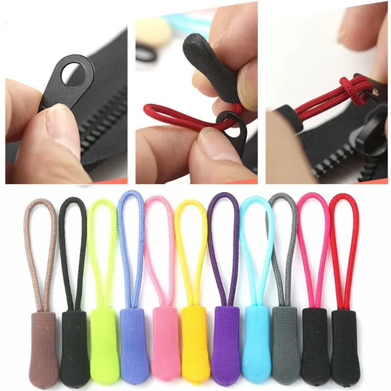20pcs Zipper Pull Puller End Fit Rope Tag Replacement Clip Broken Buckle Fixer Zip Cord Tab Travel Bag Suitcase Tent Backpack