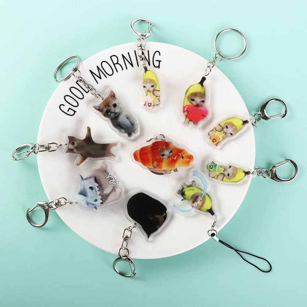Banana Cat Happy Banana Cat Keychain Backpack Charm Pendant Banana Cat Mobile Phone Chain Cartoon Keyrings Banana Cat Pendant
