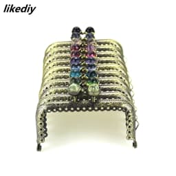 10 Pcs/Lot 8.5 CM Antique Bronze Metal Purse Frame Square Lotus Head Coral Beads Kiss Clasp DIY Bag Accessories
