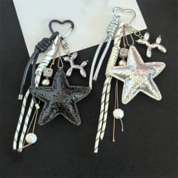 2025 New PU Leather Starfish Bag Charm Cute Decorative Keychain Decoration Fashion Braided Rope Bag Accessorie