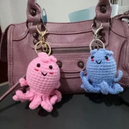 Cute Marine Life Charm Bag Pendant Kawaii Cartoon Mini Hand Knitted Keyring Handbag Pendant Couple Keychain DIY Bag Accessories