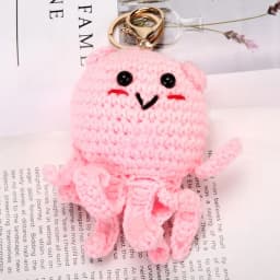 Cute Marine Life Charm Bag Pendant Kawaii Cartoon Mini Hand Knitted Keyring Handbag Pendant Couple Keychain DIY Bag Accessories