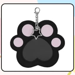 ITA Bag Decoration 58mm Cat Paw Badge Bag with Leather Heart-Shaped Display Case, Waterproof with Clear Window