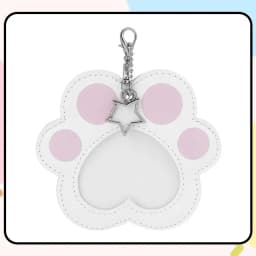 ITA Bag Decoration 58mm Cat Paw Badge Bag with Leather Heart-Shaped Display Case, Waterproof with Clear Window