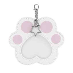 ITA Bag Decoration 58mm Cat Paw Badge Bag with Leather Heart-Shaped Display Case, Waterproof with Clear Window