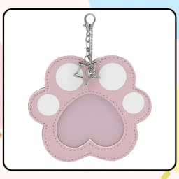 ITA Bag Decoration 58mm Cat Paw Badge Bag with Leather Heart-Shaped Display Case, Waterproof with Clear Window