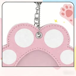 ITA Bag Decoration 58mm Cat Paw Badge Bag with Leather Heart-Shaped Display Case, Waterproof with Clear Window