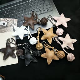 Colorful Five-pointed Star Woven Rope Leather Pendant New Star Woven Ball Bag Pendant Keychain Creative Small Accessories
