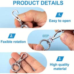 2 pcs Swivel Clasp Clip, Metal Swivel Snap Hooks, Double Opening Key Chain Clip with Key Ring for DIY Crafts Lanyard Making