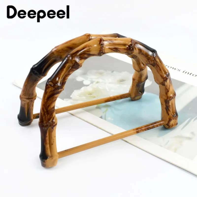 Deepeel 2/4Pcs 10.5/12cm Plastic Faux Bamboo Bag Handle Handbags Woven-bag Purse Frame Replace Handles DIY Bags Parts Accessory