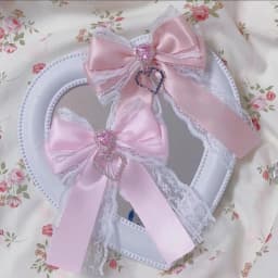 Sweet Ribbon Bow Heart Diamond Clip Ribbon Lace Bowknot Clip For Ita Bag Girls Lolita Backpack Decoration Bags Accessories