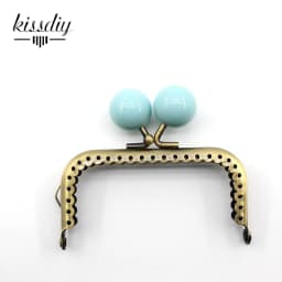 KISSDIY 10PCS 8.5cm Big Candy Bead Metal Purse Frame Square Glossy Antique Bronze Lace Coin Purse Frame Kiss Clasp Accessory