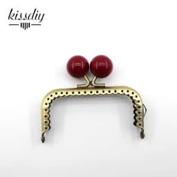 KISSDIY 10PCS 8.5cm Big Candy Bead Metal Purse Frame Square Glossy Antique Bronze Lace Coin Purse Frame Kiss Clasp Accessory