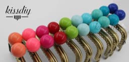 KISSDIY 10PCS 8.5cm Big Candy Bead Metal Purse Frame Square Glossy Antique Bronze Lace Coin Purse Frame Kiss Clasp Accessory