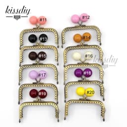 KISSDIY 10PCS 8.5cm Big Candy Bead Metal Purse Frame Square Glossy Antique Bronze Lace Coin Purse Frame Kiss Clasp Accessory
