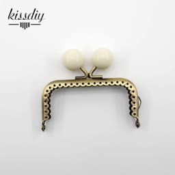 KISSDIY 10PCS 8.5cm Big Candy Bead Metal Purse Frame Square Glossy Antique Bronze Lace Coin Purse Frame Kiss Clasp Accessory