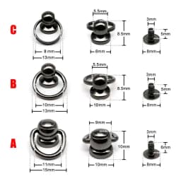Metal Zinc-alloy Ball Nail Screwback Screw Back Rivet Stud Spot with O Ring for Leather Bag Belt Strap Phone Case 10pcs/pack