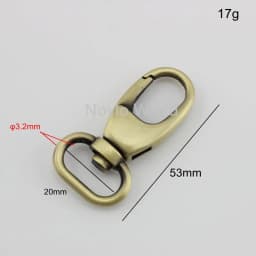 Nolvo World 5-20-100pcs 53*20mm 3/4" metal strap buckle for bags,dog collar strap thick clasp swivel snap hook