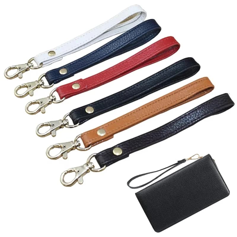 Genuine Leather Wallet Handle Wrist Strap Clutch Purse Bag Belt Wristlet Handbag Hand Straps Mobile Phone Keychain Accessories
