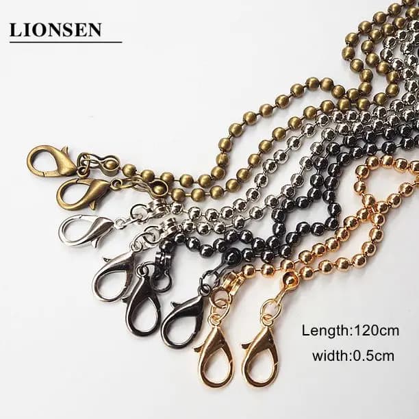 10pcs/lot 120cm 60CM Ball Replacement Chain Strap Metal link Clasp Purse Chain Bag Handle Shoulder Cross Body Handbags Chain