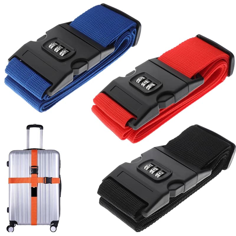 1Pc Travel Luggage Suitcase Secure Lock Durable Nylon Packing Strap Belt with Password Lock Safe Luggage Strap