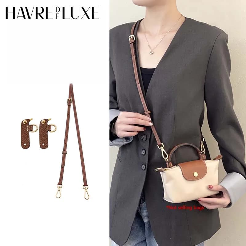 Leather Replacement Crossbody Bag Strap For Longchamp Mini Bag Shoulder Strap Without Punching Modification Bag Accessories