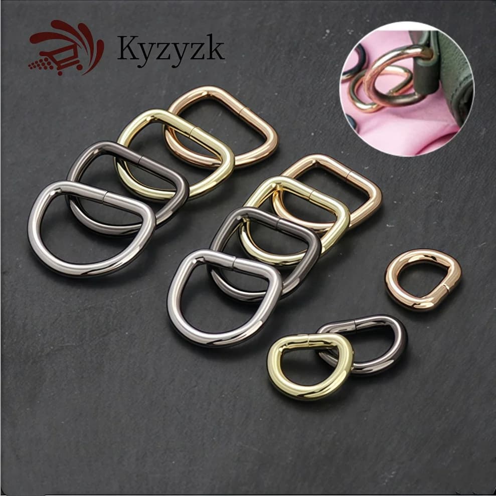10pcs Metal D Ring Adjustable Half Rings Clasp Buckle for Belt Bags Backpacks Straps Shoes Cat Dog Collar DIY Bag Accessories