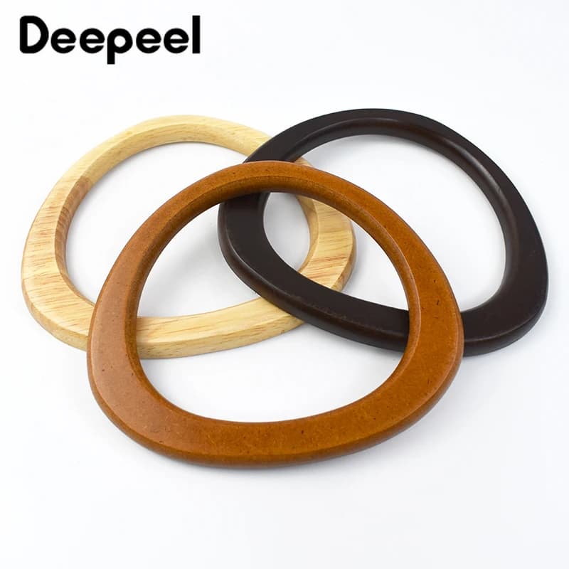 2/4Pcs Solid Wooden O Ring Bags Handle Purse Frame Woven-Bag Handles Handmade Bag Charm DIY Women's Handbag Craft Accessories