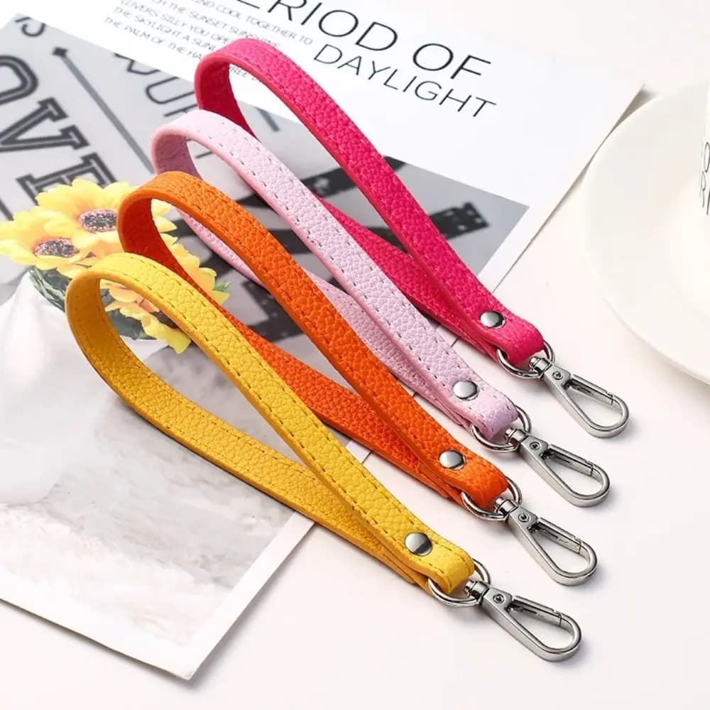 Silver/Gold Simple PU Leather Bag Wrist Strap Solid Color Soft Purse Handle Replacement Adjustment Wallet Belt Bag Accessories