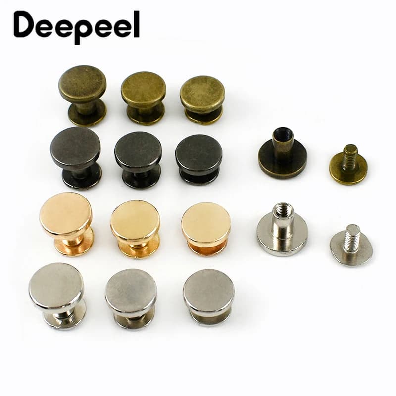 10/20/30Pcs 5-8mm Flat Head Screws Nail Metal Double Cap Side Round Rivet Leather Craft Wallet Fastener DIY Hardware Accessories