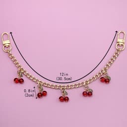 Fashion Zinc Alloy Bag Hanging Chain with Cherry Pendant Detachable Clothing Pants Chain Handbag Extension Chain