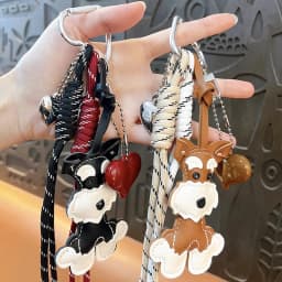 New Cute Puppy Shape Heart Pendant Key Pendant High-end Woven Rope Versatile Fashion Bag Pendant Versatile Bag Parts Accessories
