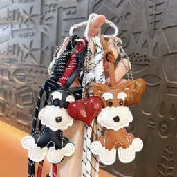 New Cute Puppy Shape Heart Pendant Key Pendant High-end Woven Rope Versatile Fashion Bag Pendant Versatile Bag Parts Accessories