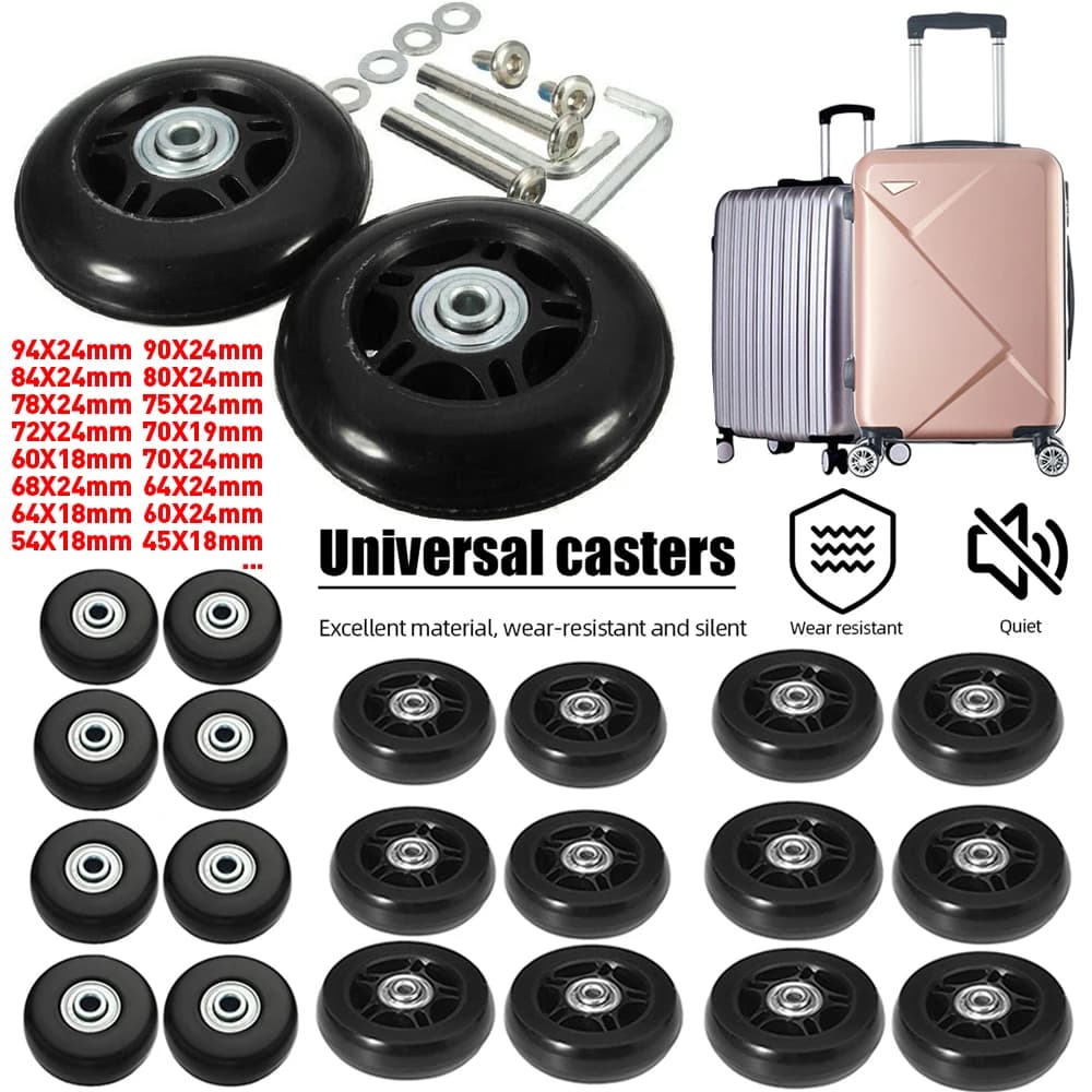 Suitcase Parts Axles Silent Travel Luggage Wheels with Metal Bearings Resistant Wheels Casters Repair Kit Replacement Axles