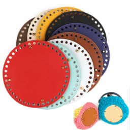 20*20cm Round PU Leather Bag Bottom for Knitting Bags Base Pad With Holes DIY Crochet Handmade Bottoms Handbag Accessories