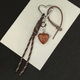 Fashion Retro Heart Bag Pendant Colorful Braided Rope Keychain Mobile Phone Lanyard Backpack Decor Accessory Creative Jewelry