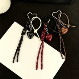 Fashion Retro Heart Bag Pendant Colorful Braided Rope Keychain Mobile Phone Lanyard Backpack Decor Accessory Creative Jewelry