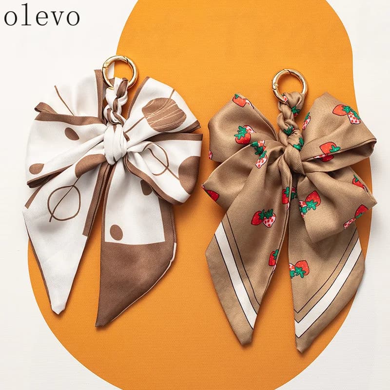 New Fashion Keychain for Women Small Bow Woven Bag Pendant Bag Hanging Accessories Adjustment Bag Extension Chain Bow Bag Strap