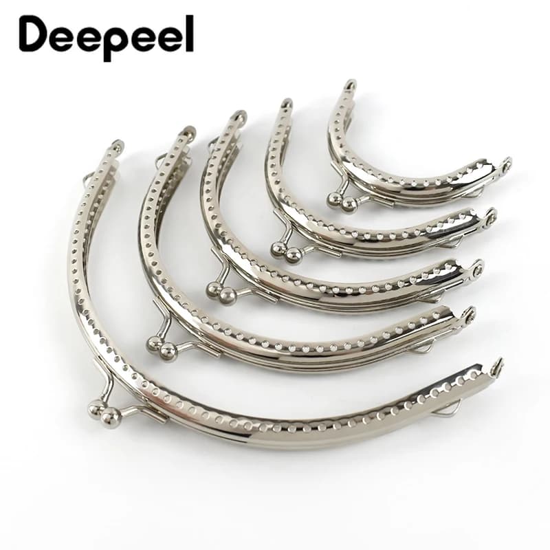10Pcs 6.5-15.5cm Silver Handbag Handle Metal Frame Kiss Clasp Purse Replace Handles Wallet Brackets DIY Bags Part Accessories