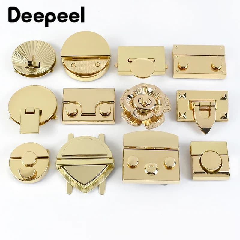 1Pc Gold Metal Clasp Turn Lock Twist Locks Bag Decoration Buckles Handbag Purse Closure Clasps DIY Hardware Replace Accessories