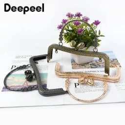 Deepeel 20.5cm Embossed HandBag Handle Purse Clourse Kiss Clasp Wallet Metal Frame Sewing Brackets DIY Handmade Bags Accessories