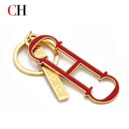 CH Shape Enamel Keychain Gold Tone Metal Car Key Holder Unisex Fashion Bag Charm Luxury Accessory Pendant Keyring