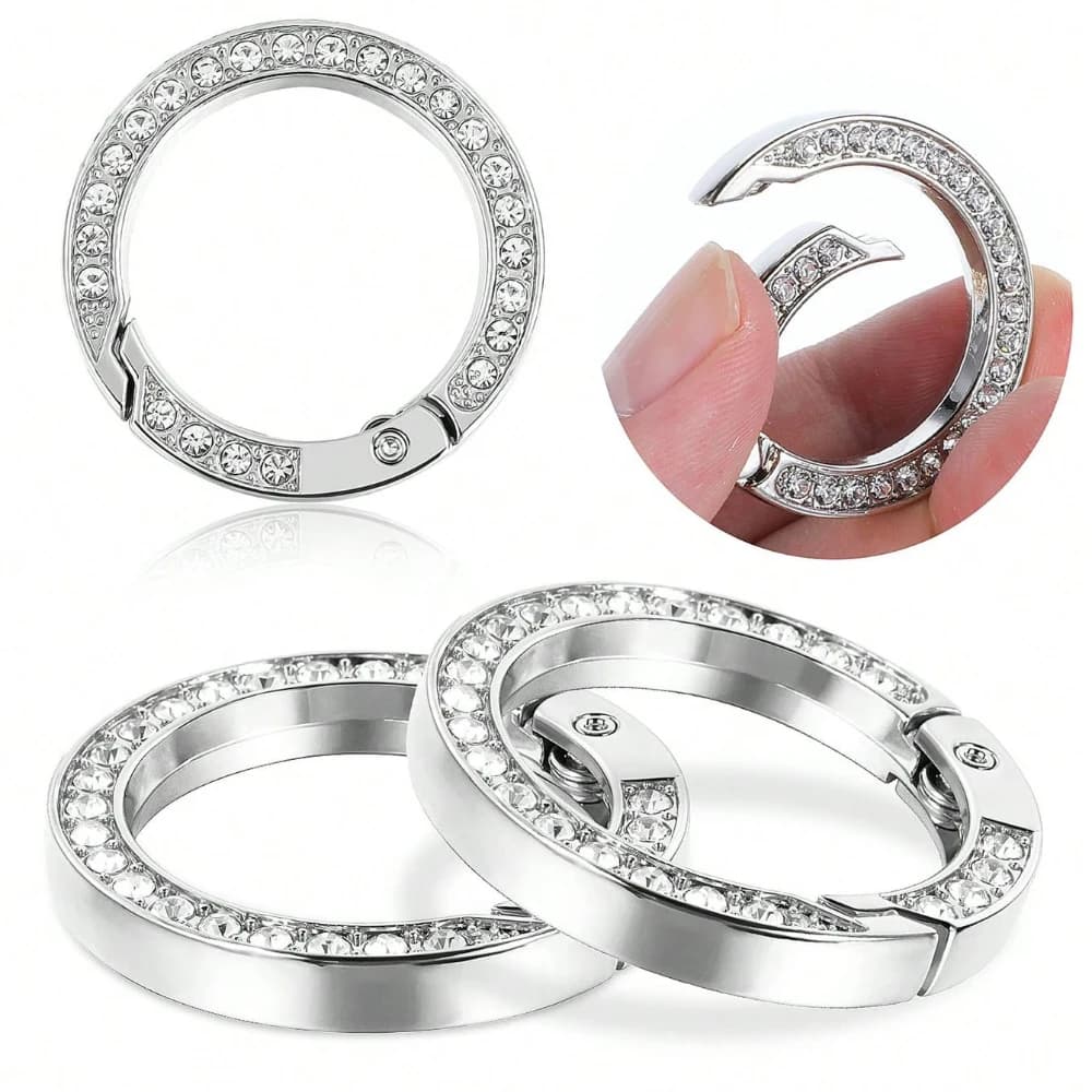 Spring O-Ring Buckle Clips, Alloy Trigger Spring Snap Hook Glossy Rhinestone Key Ring, Creative DIY Keychain Accessories