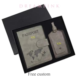 Custom Name Passport Holder Luggage Tag Gift Box Fashion DIY Travel Accessories Dropship Wholesale Engrave Logo Travel Wallet