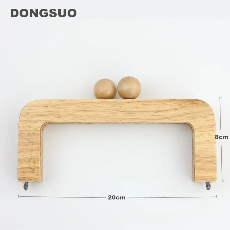 Bag Purse frame natrual wood wooden big clasp obag handle sewing frame kiss Clasp with screws inside DIY handbag accessories