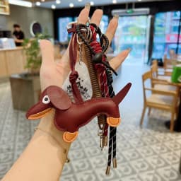Sausage Dog Women Bag Decoration Pendant Keychain Bag Charm Decor Handbag Schoolbag Hanging Ornament Keyring Accessories
