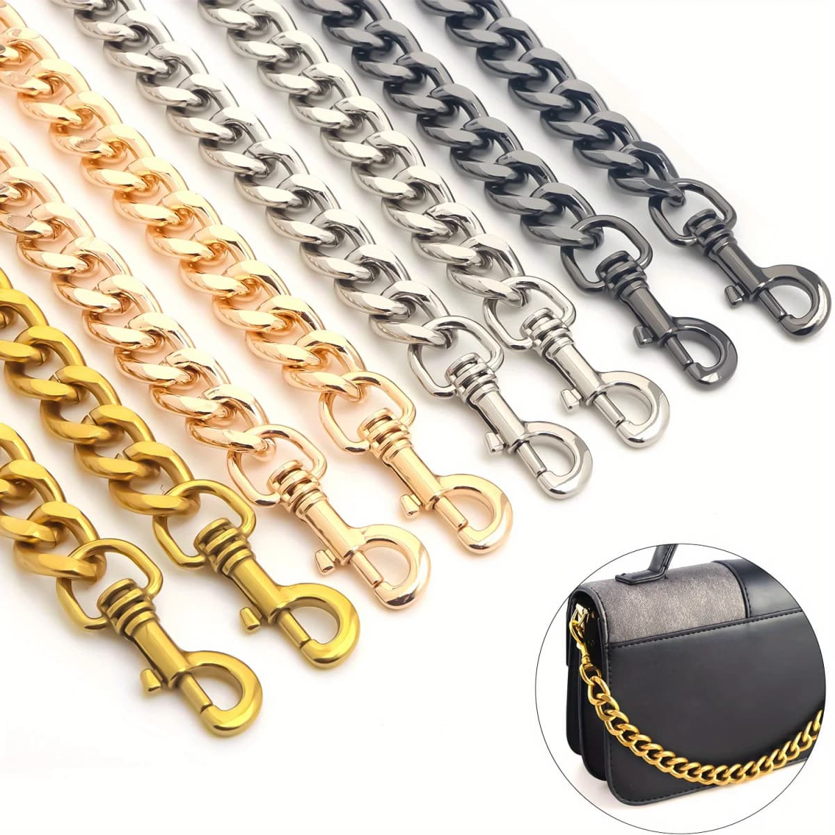 Thick Purse Chain Replacement Women Bag Handles Shoulder Strap DIY Bag Part Accessories Purse Extender Chain