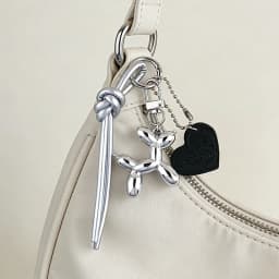 Cute Balloon Dog Pendant Keychain Woven Rope Design Bag Charm Heart Shape Hanging Piece Chic Accessories Gift