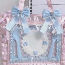 1Pc Ribbon Lace Bow Clip For Ita Bag Sweet Ribbon Bowknot Heart Diamond Clip Girls Lolita Backpack Decoration Bags Accessories