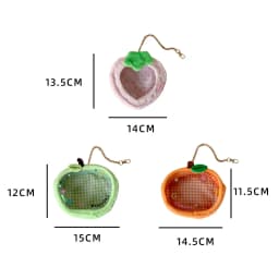 Kawaii Cartoon Strawberry Plush Transparent Bag Pendant Cute Green Apple Decoration Storage Doll Bag Figure DisplayBag Girl Gift